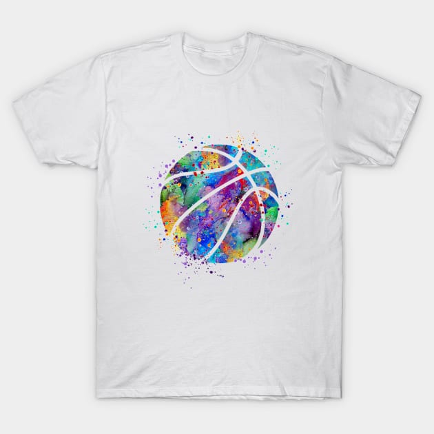 Basketball Ball Colorful Watercolor T-Shirt by LotusGifts